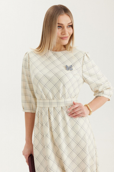 Платье Elady 4712 молочный_клетка - фото 6
