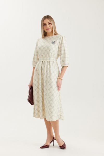 Платье Elady 4712 молочный_клетка - фото 1