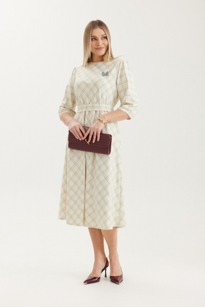 Платье Elady 4712 молочный_клетка - фото 2