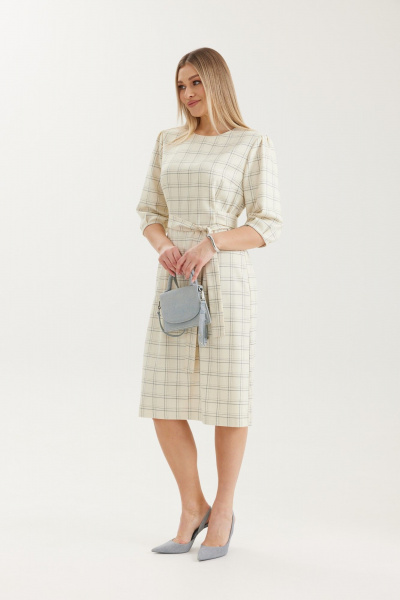 Платье Elady 4709 молочный_клетка - фото 3