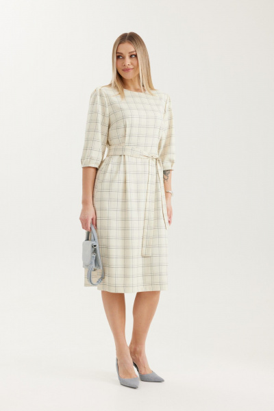 Платье Elady 4709 молочный_клетка - фото 1