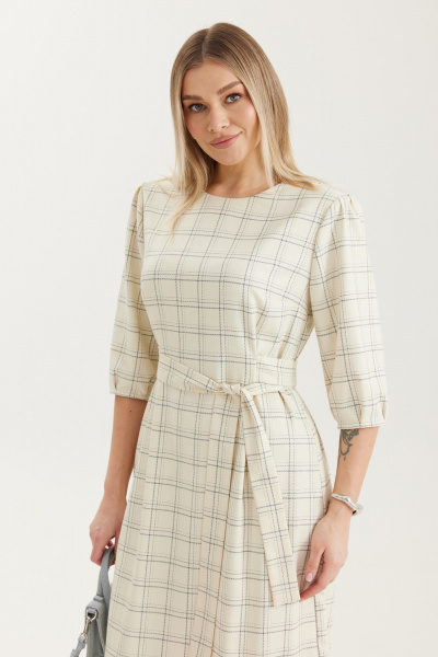 Платье Elady 4709 молочный_клетка - фото 2