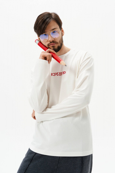 Лонгслив 10DENCY 92008 молочный/красный - фото 1