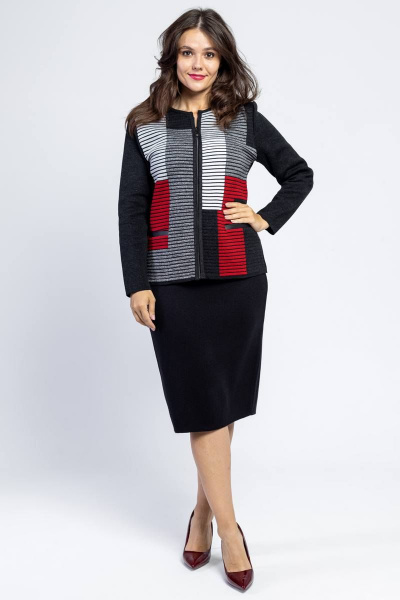 Жакет вязаный мультитон с застежкой на молнию BONADI М-1052 антрацит - фото 2