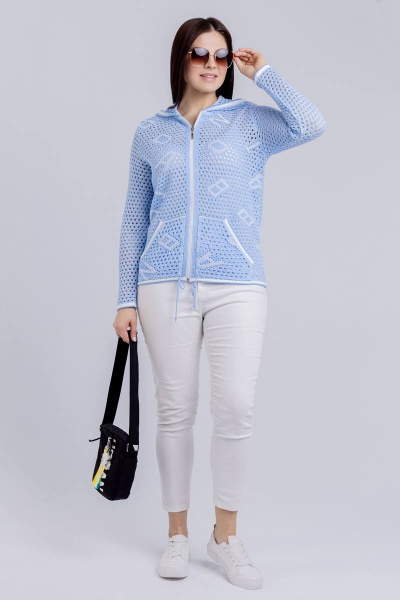 Жакет прямого кроя с капюшоном и накладными карманами BONADI М-1488 голубой - фото 5