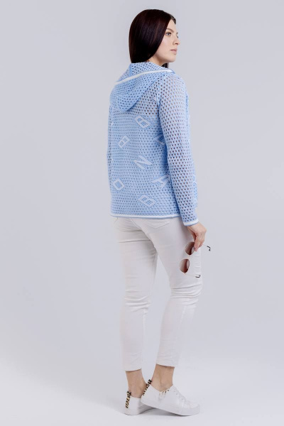 Жакет прямого кроя с капюшоном и накладными карманами BONADI М-1488 голубой - фото 4