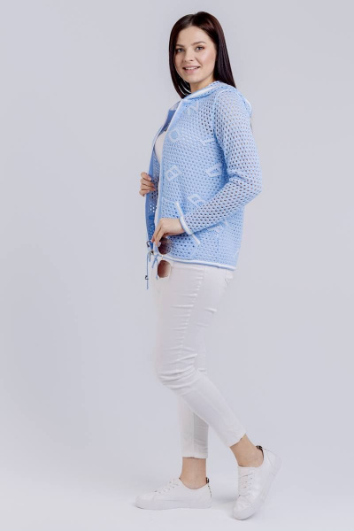 Жакет прямого кроя с капюшоном и накладными карманами BONADI М-1488 голубой - фото 2