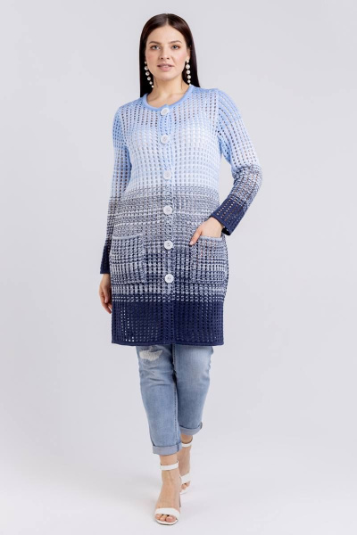 Кардиган с накладными карманами, классический стиль BONADI М-1489 джинс - фото 4