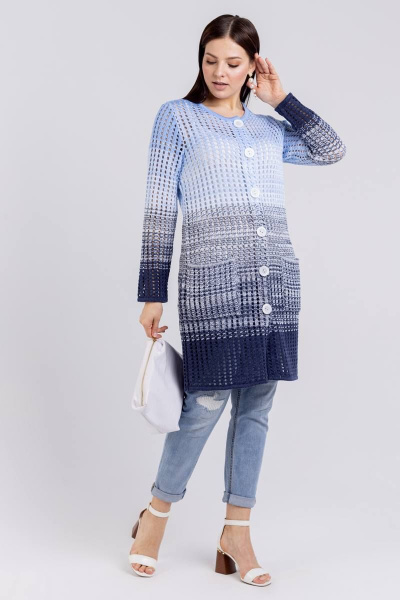 Кардиган с накладными карманами, классический стиль BONADI М-1489 джинс - фото 2