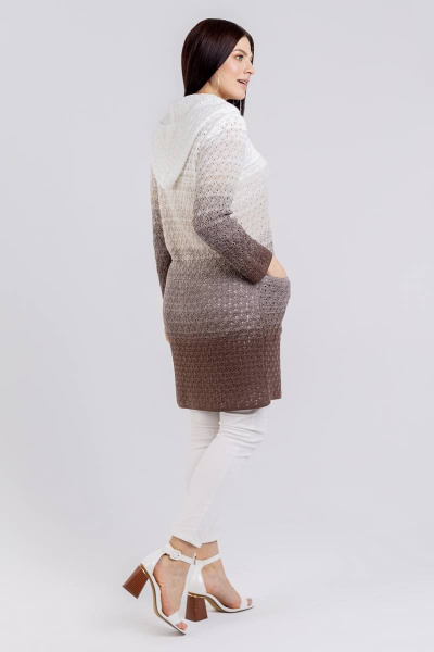 Кардиган с капюшоном, накладные карманы, полуприлегающий BONADI М-1493 мокко - фото 4