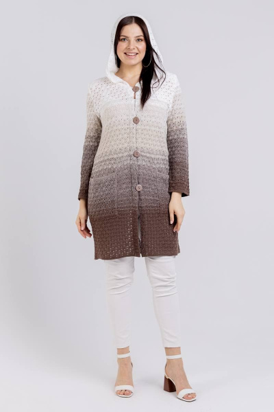 Кардиган с капюшоном, накладные карманы, полуприлегающий BONADI М-1493 мокко - фото 3