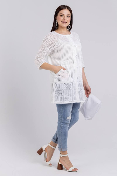 Кардиган прямой силуэт до середины бедра вязаное BONADI М-1497 белый - фото 5