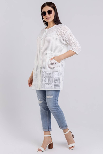 Кардиган прямой силуэт до середины бедра вязаное BONADI М-1497 белый - фото 3