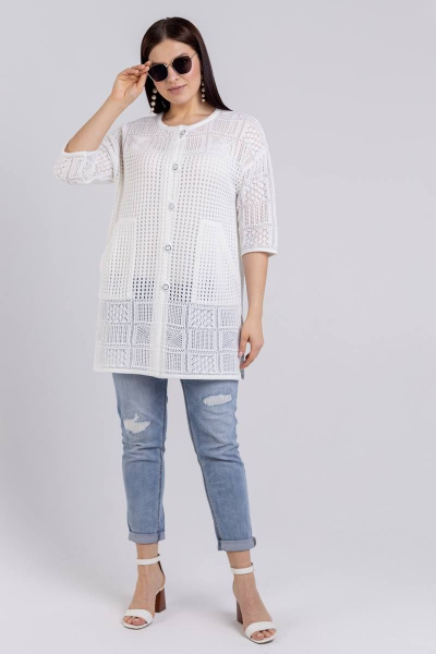 Кардиган прямой силуэт до середины бедра вязаное BONADI М-1497 белый - фото 2