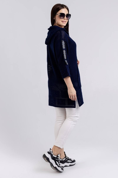 Демисезонный женский жакет с капюшоном и карманами BONADI М-1509 синий - фото 6