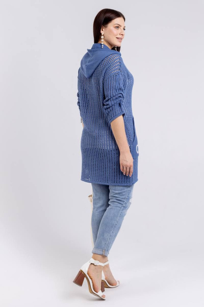 Демисезонный женский жакет с аппликацией и карманами BONADI М-1514 джинс - фото 5