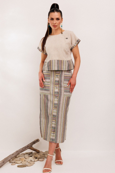 Блуза, юбка Galean Style 693.2 мятная_полоска - фото 1