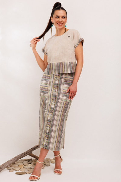 Блуза, юбка Galean Style 693.2 мятная_полоска - фото 2