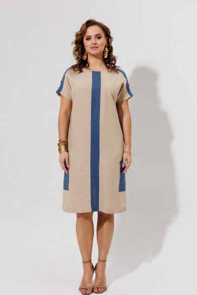 Платье Galean Style 967.1 беж_с_синим - фото 6
