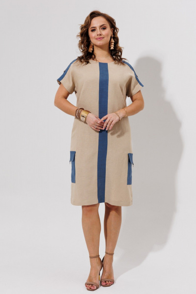 Платье Galean Style 967.1 беж_с_синим - фото 7