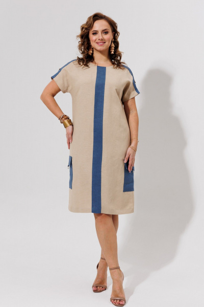 Платье Galean Style 967.1 беж_с_синим - фото 8