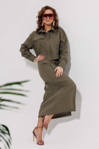 Жакет, юбка Galean Style 970.1 хаки - фото 6