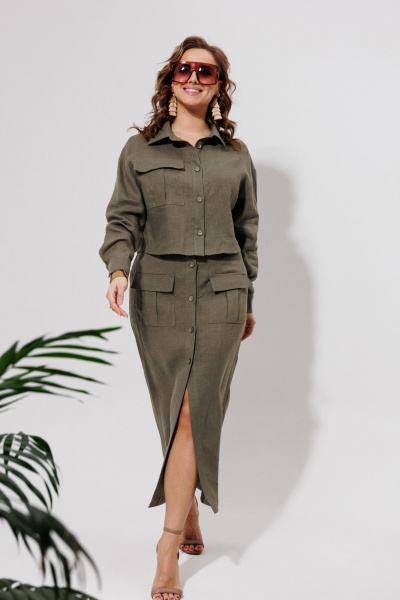 Жакет, юбка Galean Style 970.1 хаки - фото 11