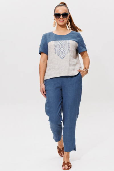 Блуза, брюки Galean Style 977.1 синий - фото 1