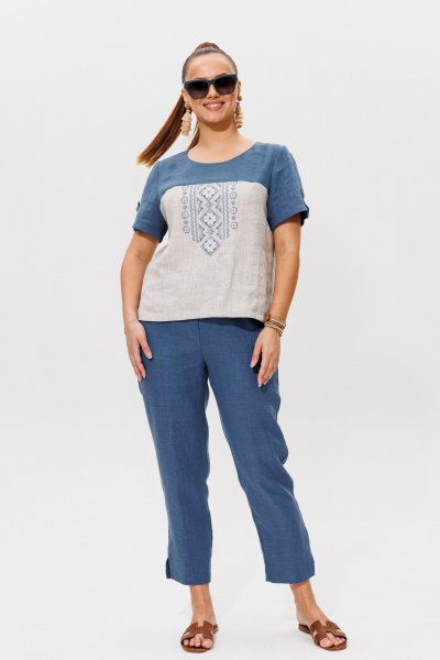 Блуза, брюки Galean Style 977.1 синий - фото 6