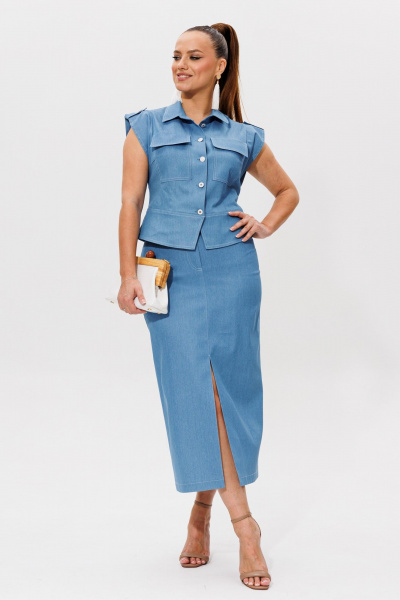 Жакет, юбка Galean Style 980.1 синий - фото 7