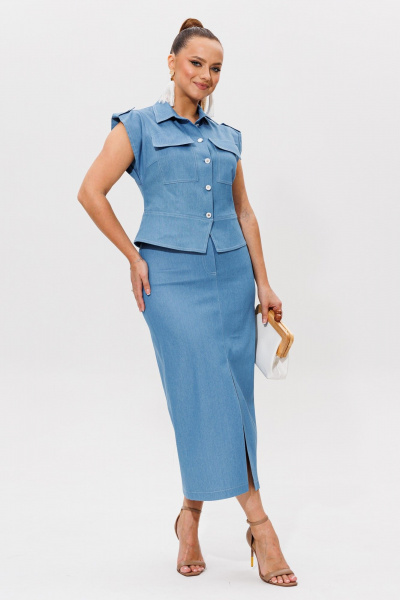 Жакет, юбка Galean Style 980.1 синий - фото 8