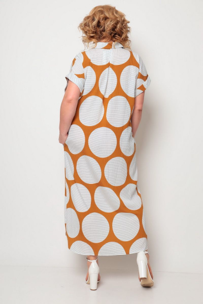 Платье Michel chic 993 белый+рыжий - фото 6