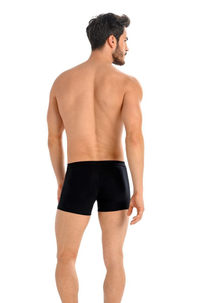 Мужские хлопковые боксеры-брифы с гульфиком, короткие Teyli 801 черный - фото 2