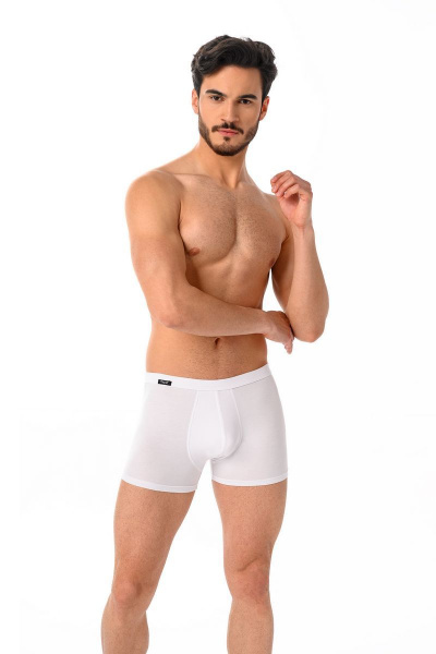 Мужские хлопковые боксеры-брифы с гульфиком, облегающие Teyli 801 белый - фото 1