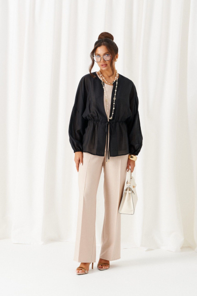 Блуза, брюки, топ Beautiful&Free 6448 бежево-черный - фото 4