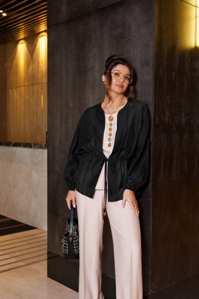 Блуза, брюки, топ Beautiful&Free 6448 бежево-черный - фото 8