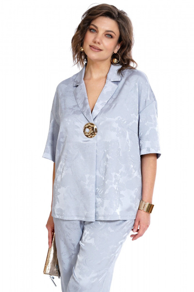 Блуза, брюки Alani Collection 2523 голубой - фото 8