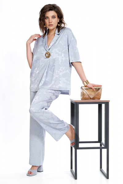 Блуза, брюки Alani Collection 2523 голубой - фото 2