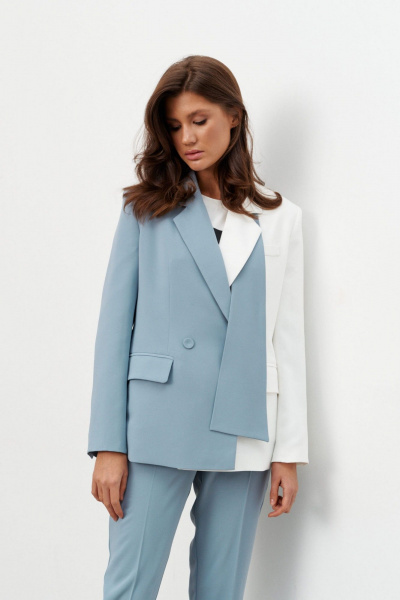 Брюки, жакет KaVaRi 8052.1 серо-голубой - фото 5