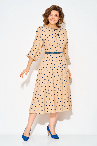 Платье Liliana 1511Л бежево-синий - фото 7