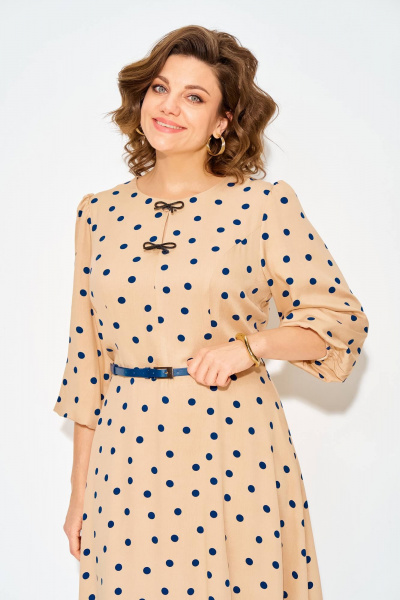 Платье Liliana 1511Л бежево-синий - фото 4