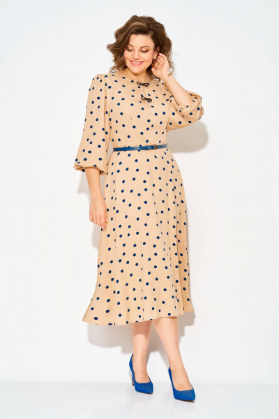 Платье Liliana 1511Л бежево-синий - фото 1