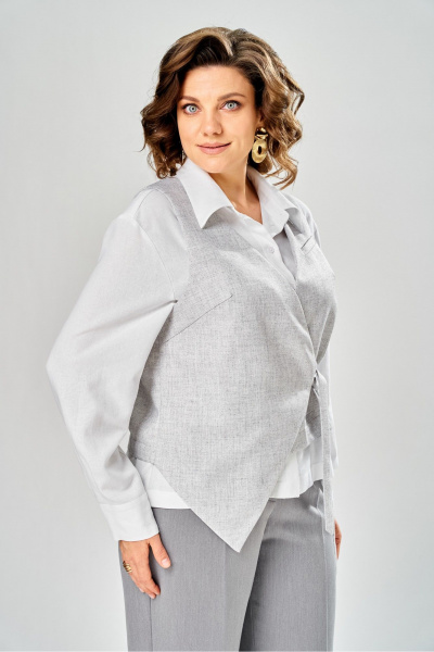 Брюки, жилет, рубашка KaVaRi 8065 бело-серый - фото 4