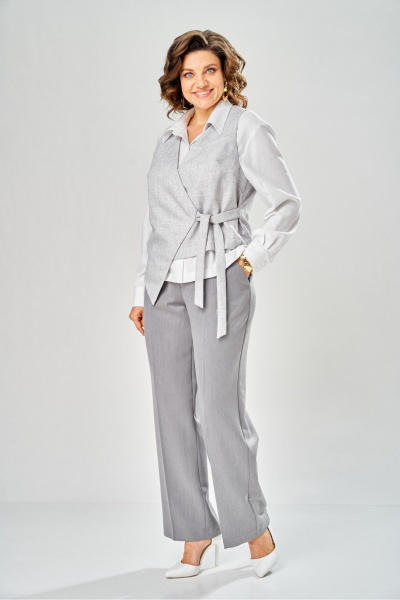 Брюки, жилет, рубашка KaVaRi 8065 бело-серый - фото 3