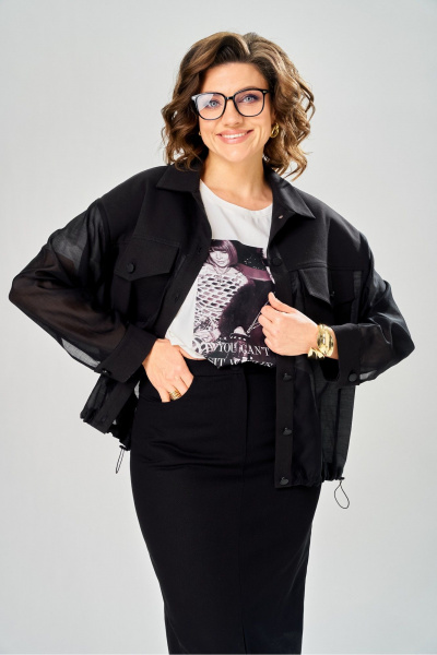 Бомбер, юбка KaVaRi 8064 черный - фото 7