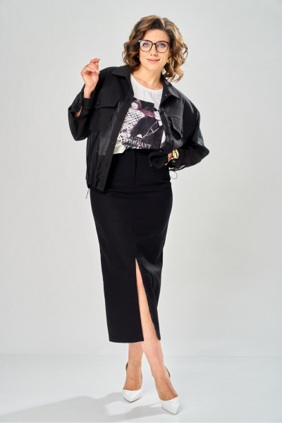 Бомбер, юбка KaVaRi 8064 черный - фото 5