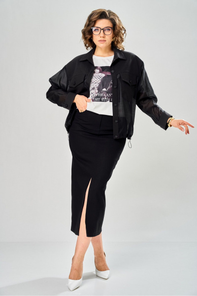 Бомбер, юбка KaVaRi 8064 черный - фото 3
