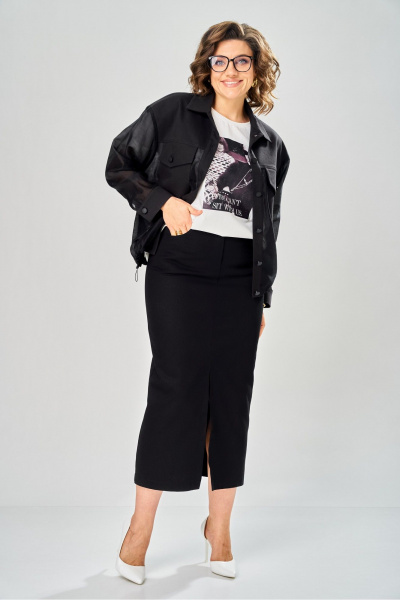 Бомбер, юбка KaVaRi 8064 черный - фото 2