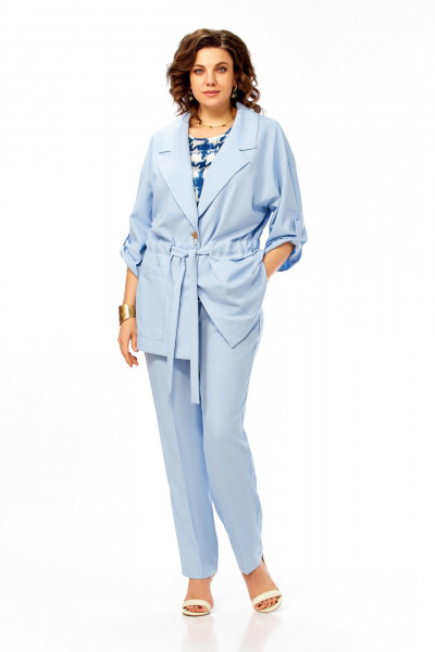 Брюки, жакет Ольга Стиль С-1012 голубой - фото 7