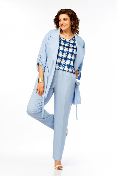 Брюки, жакет Ольга Стиль С-1012 голубой - фото 5
